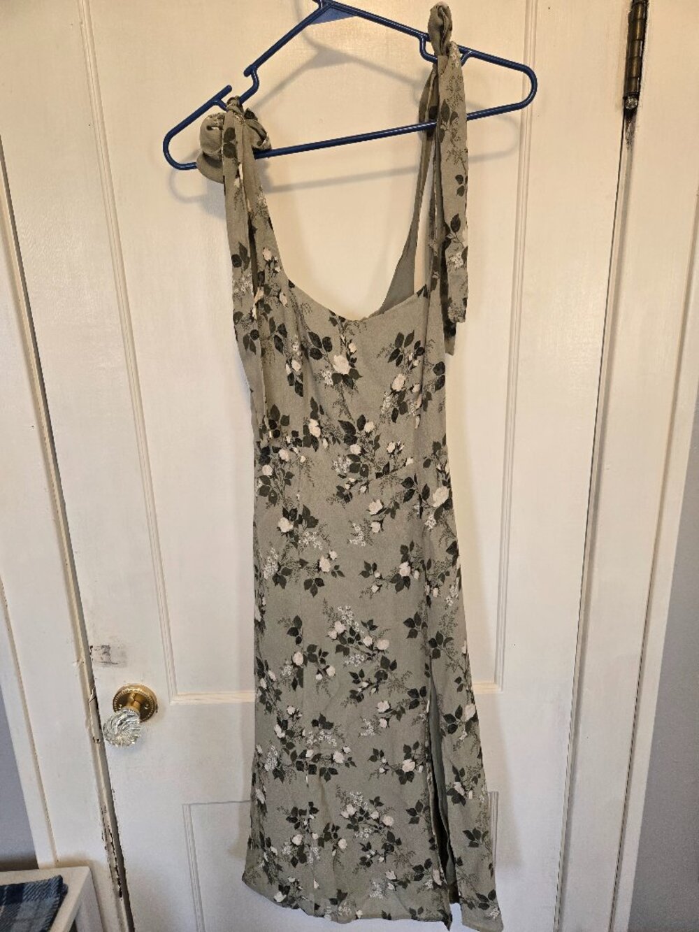 Green floral reformation dress.